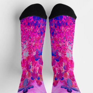 Chaussette Fuchsia Élégant et Hydrangea Limelight Bleu Foncé