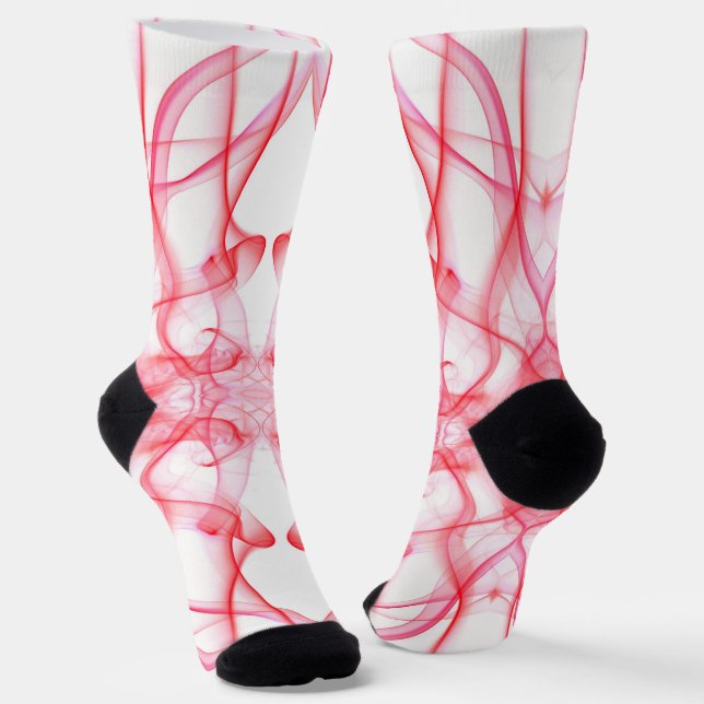 Chaussette Fumée Rouge Abstrait Minimaliste Symétrique (Angulaire)