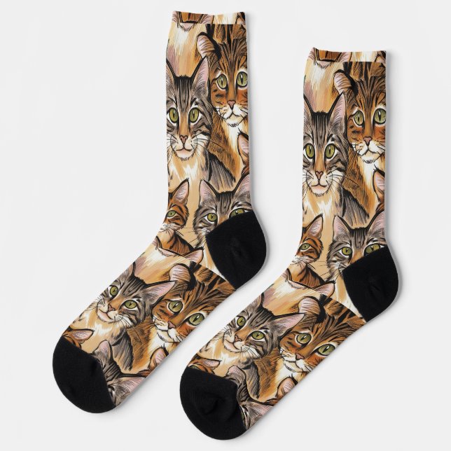 Chaussette Fun Cat Print Socks - Parfait pour les Amoureux de (Gauche)