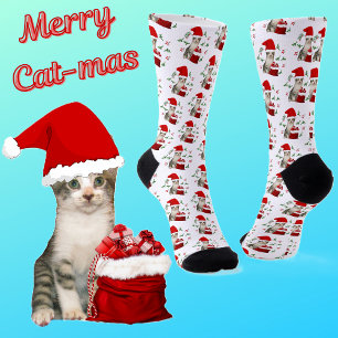 Chaussette Fun Christmas Tabby Cat Père Noël Claws