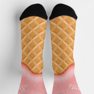 Chaussette Fun Ice Cream Cone Sweet Victory Sprinkings Rose