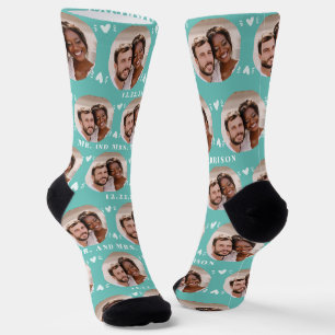 Chaussette Fun Light Turquoise Newlyweds Motif photo
