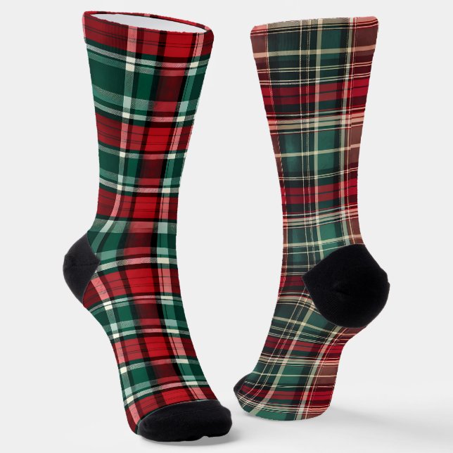 Chaussette Fun Mismatch Odd Noël Plaid (Angulaire)