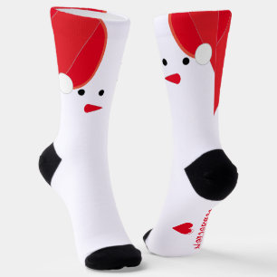 Chaussette Fun Snowman Nom mignon Cosy Red Snowy Heart
