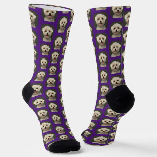 Chaussette Fun Violet Animaux Photo Tendance Personnalisée