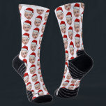 Chaussette Funky Custom Face Photo Père Noël Head Christmas<br><div class="desc">Funky Custom Face Photo Père Noël Head Christmas</div>