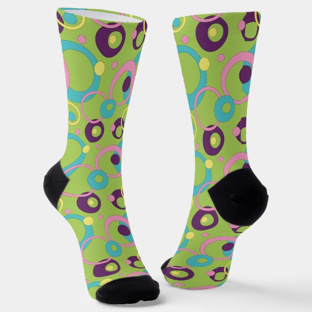 Chaussette Funky Green Circles Houndstooth (Angulaire)