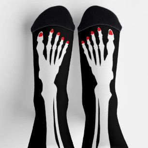 Chaussette Funky Red Nail Skeleton jambe Halloween Party