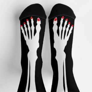 Chaussette Funky Red nail Skeleton pieds Halloween Party