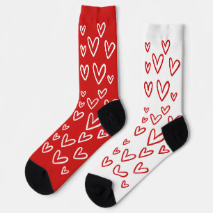 CHAUSSETTE FUNKY ROUGES ET BLANCS COEURS SAINT-VALENTIN