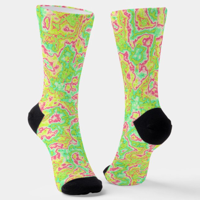 Chaussette Funky Super Retro Bold Neon Hippie Trippie Marbre (Angulaire)
