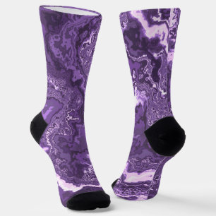 Chaussette Funky Trippy Bohème Hippie Marbre Violet Monochrom