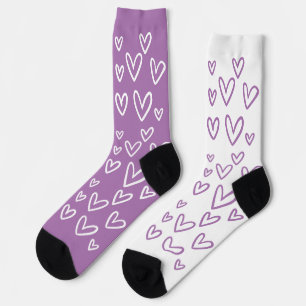 CHAUSSETTE FUNKY VIOLET & BLANC COEURS FÊTE DES MÈRES