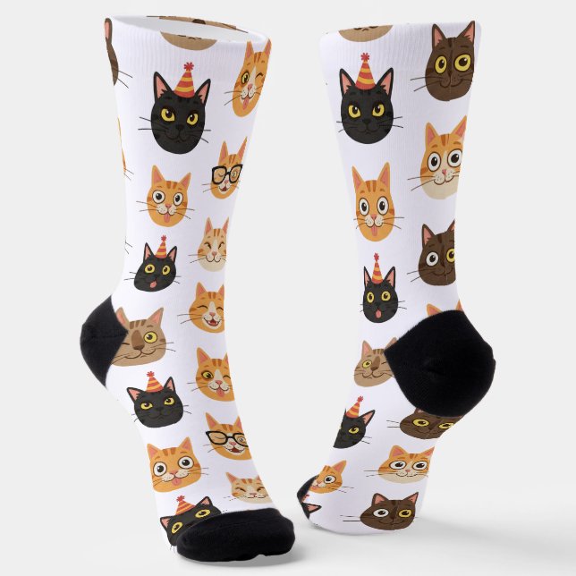 Chaussette Funny Cat Faces Pattern Crew Socks (Angulaire)