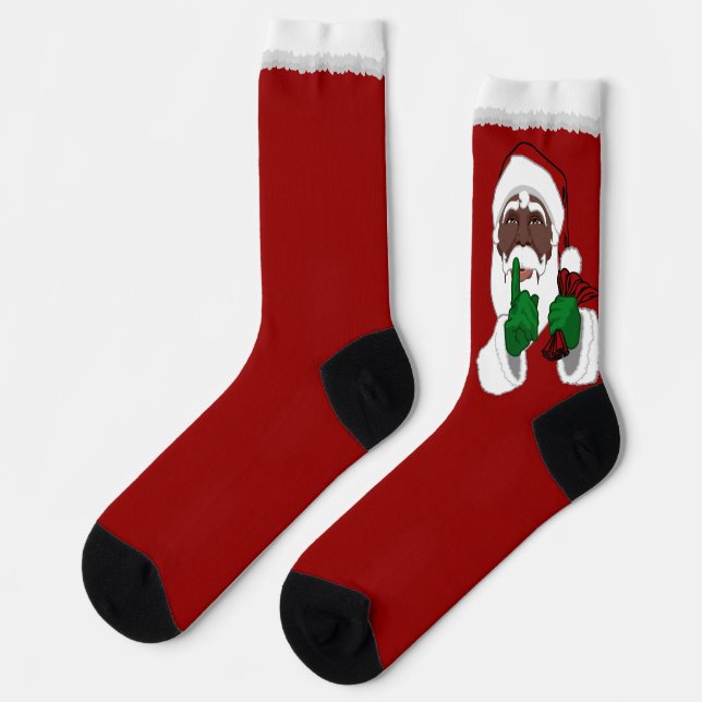 Chaussette Funny Christmas Socks African Santa Socks Custom (Gauche)