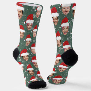 Chaussette Funny Custom 3 visages Noël Chapeaux de Noël Chaus