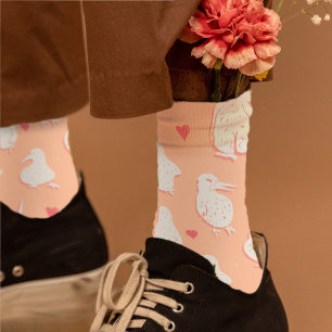 Chaussette Funny Kiwi Valentine Oiseaux Butts mignons Coeurs