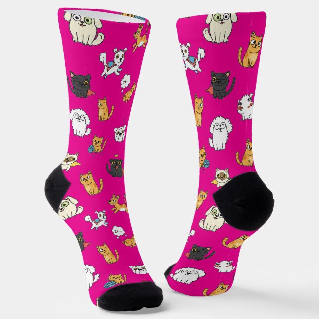 Chaussette Funny Pets Pattern Crew Socks (Angulaire)
