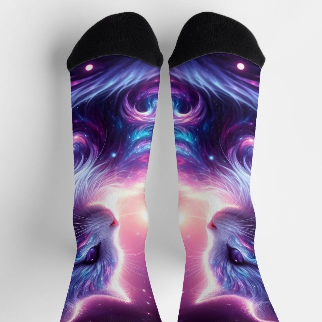 Chaussette Galaxie Cosmique Féline Mystique Céleste (Haut)