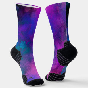 Chaussette Galaxy Paint Splatter, effet Chaussettes bleu viol