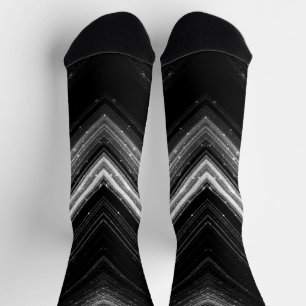 Chaussette Galiérie métallique argentée noire chevron lignes