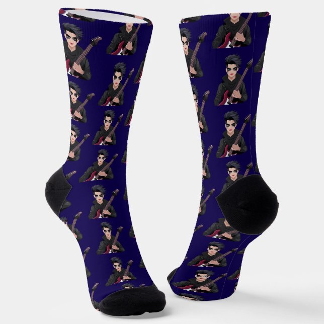 Chaussette Garçon emo aux cheveux noirs (Angulaire)