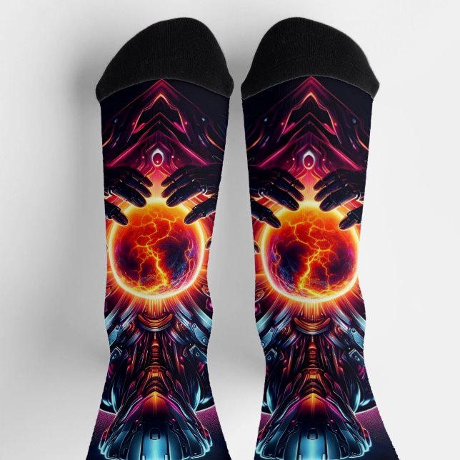 Chaussette Gardien Cosmique Cybernétique Abstrait Robot Futur (Haut)
