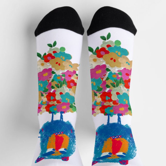 Chaussette Géant grincheux sur des floraisons pastel (Haut)