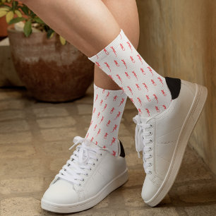 Chaussette Geckos en escalade rouge vers le haut (sur blanc)