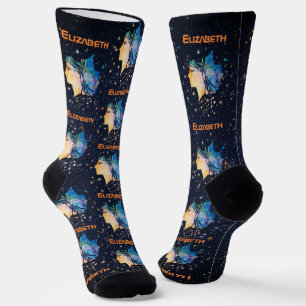 Chaussette Gemini Constellation Zodiac Aquarelle Star Galaxy