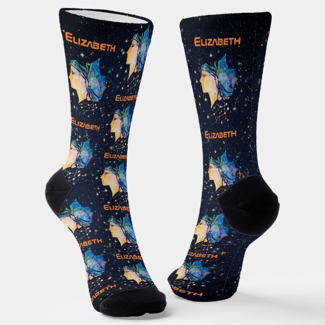 Chaussette Gemini Constellation Zodiac Aquarelle Star Galaxy (Angulaire)