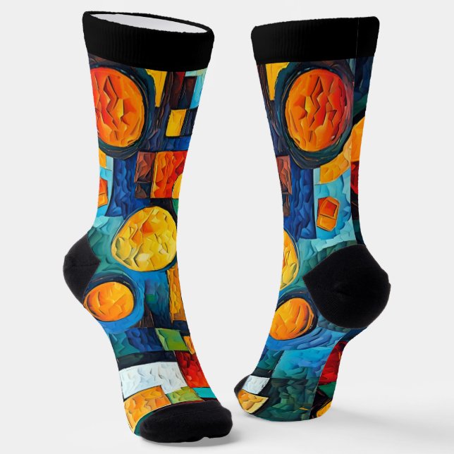 Chaussette Géométrie de rêves vibrants – Art abstrait moderne (Angulaire)