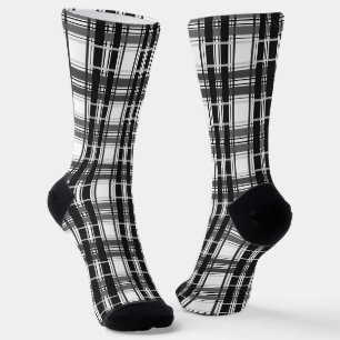 Chaussette Géométrie Tartan motif noir et blanc à damiers