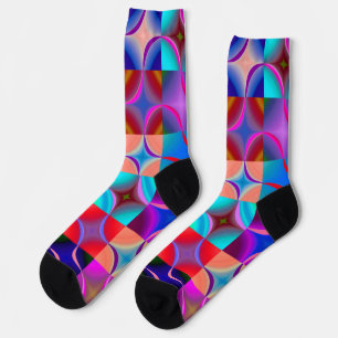 Chaussette Géométrique colorée en tons néons