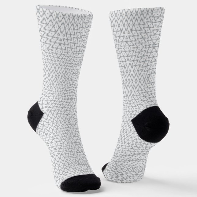 Chaussette Géométrique monochrome gris et blanc (Angulaire)