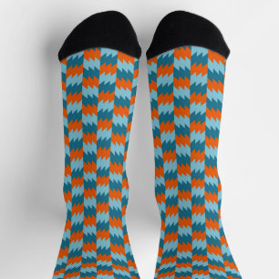 Chaussette géométrique turquoise et orange