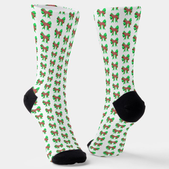 Chaussette German Shepherd Christmas Dog Bow Silhouette White (Angulaire)