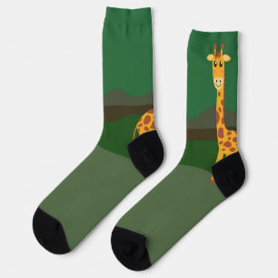 Chaussette Girafe vue, dans une forêt marécageuse verte