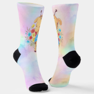 Chaussette Giraffe Bouquet de fleurs