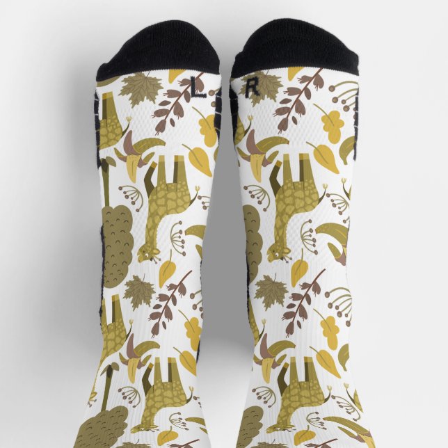 Chaussette Giraffe motif jaune blanc arrière - plan W (Haut)