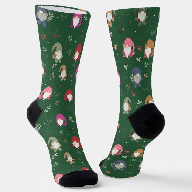 Chaussette Gnomes colorés de Noël vert mignon (Angulaire)