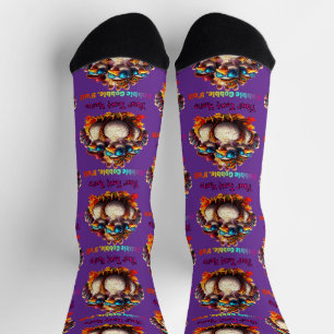 Chaussette Gobble Gobble Y'all Funky Retro Thanksgiving