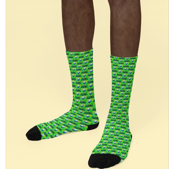 Chaussette Golf Sports Thème Golf Vert Hommes (Golf themed socks.)