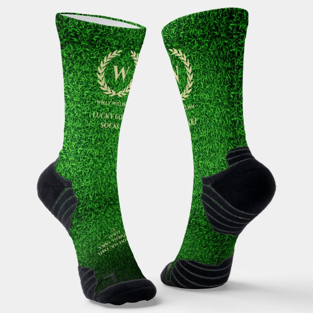 CHAUSSETTE GOLFER MONOGRAM GRASS VERT LUCKY GOLF (Angulaire)