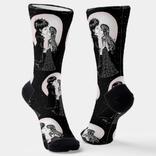 Chaussette Gothique Emo Enfants Kiss Valentine's Day