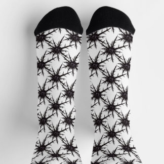 Chaussette Gothique Plante noir et blanc chardon sec