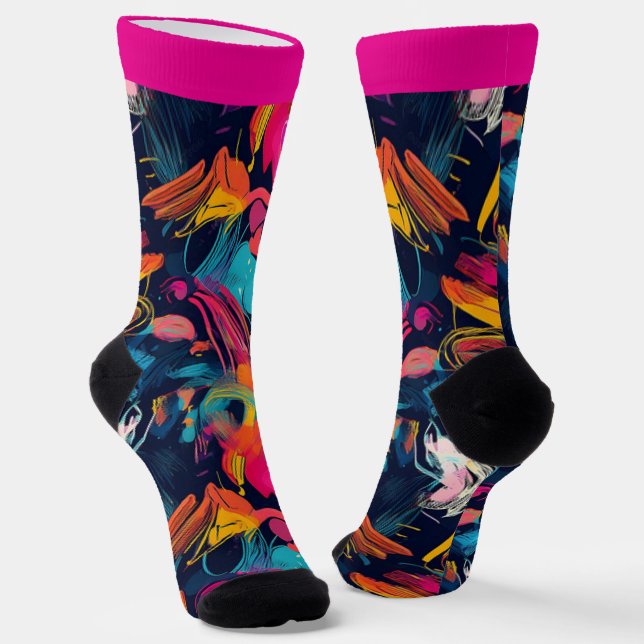 Chaussette Graffiti éclaboussé de chaos vif (Angulaire)