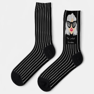 Chaussette Grand-mère la plus froide avec lunettes Nom person