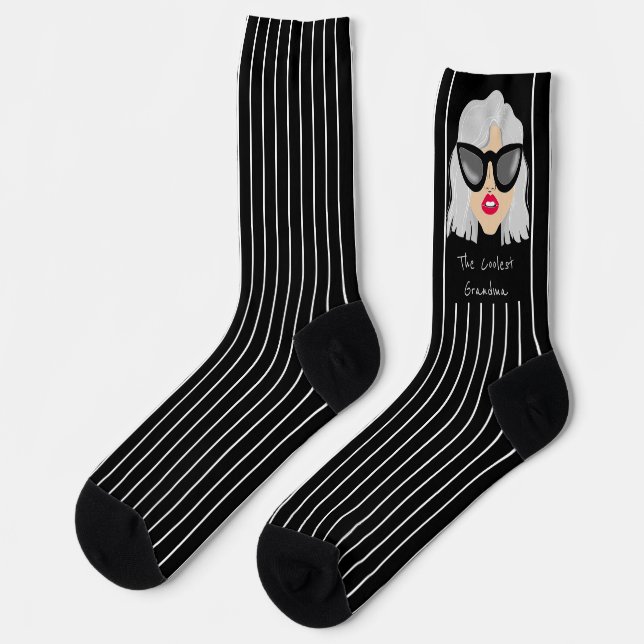 Chaussette Grand-mère la plus froide avec lunettes Nom person (Gauche)