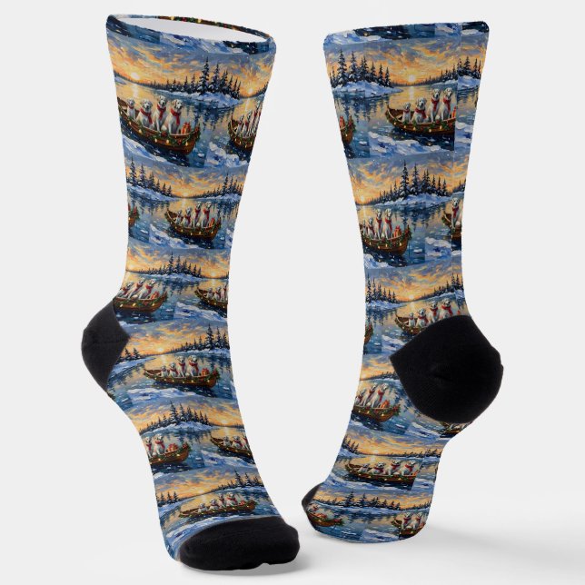 Chaussette Grande Pyrenees Noël Bateau Vacances (Angulaire)